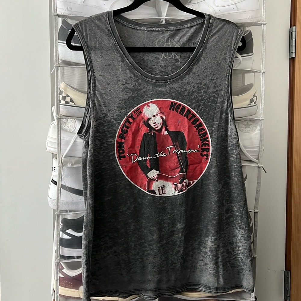 CHASER | Tom Petty Burnout Tank Top Dark Gray Size M